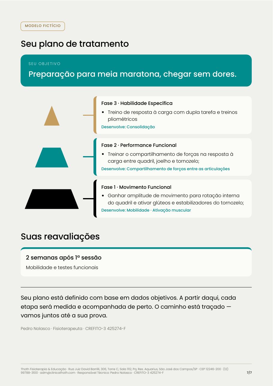 Página do relatório com o plano de tratamento em fases